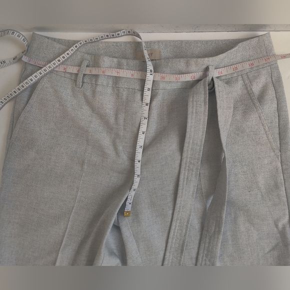 LOFT Soft Sky Blue Linen Cotton-blend Straight Leg Pants Business Casual_10 - Picture 6 of 8